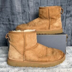 UGG Classic Mini II Boots Womens 9 Chestnut Suede Sheepskin 1016222